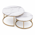 Table basse gigogne ronde effet marbre – Design moderne