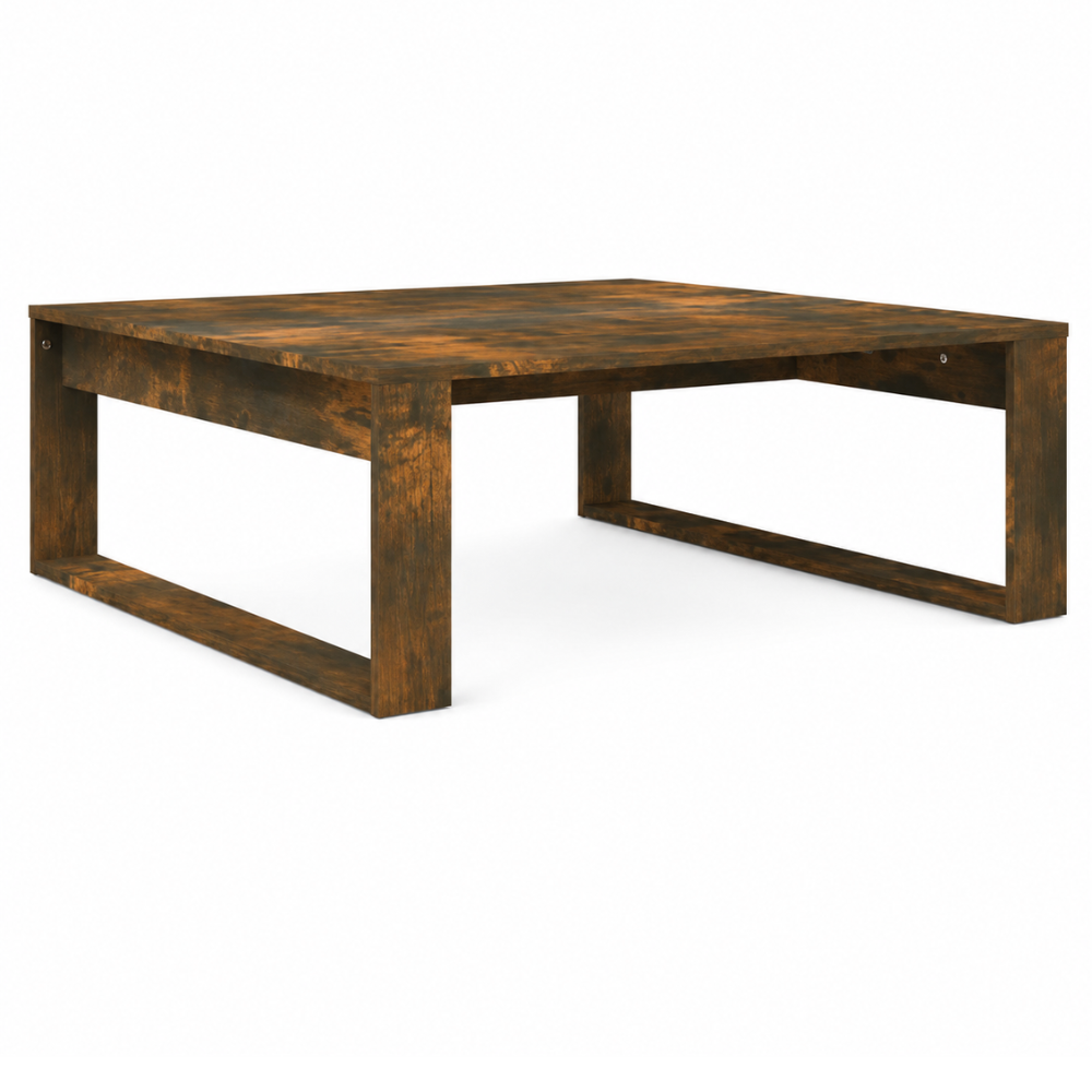 Table basse bois chêne fumé — plateau carré 100 cm minimaliste