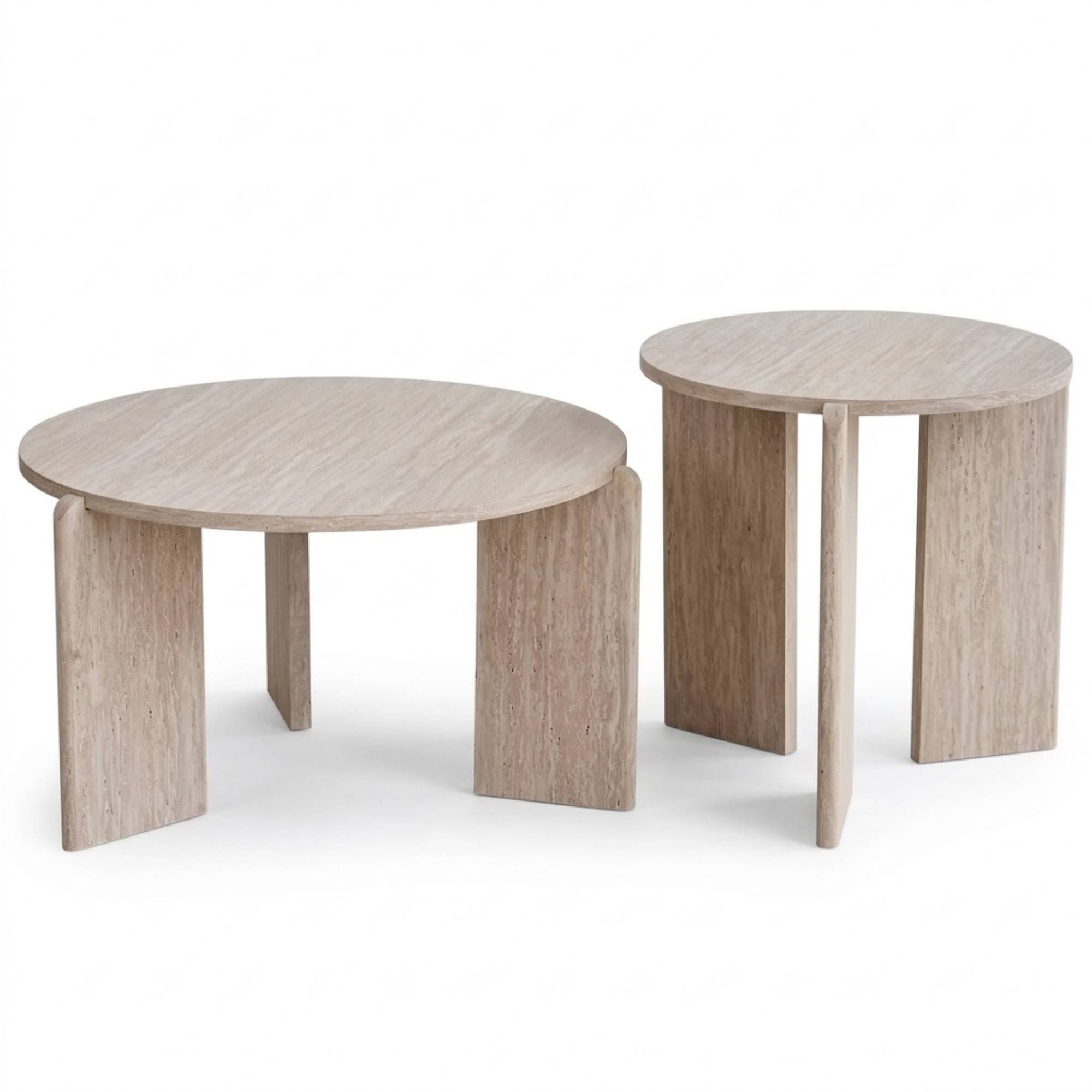 Table basse gigogne effet bois – lot de 2 tables rondes – style nordique
