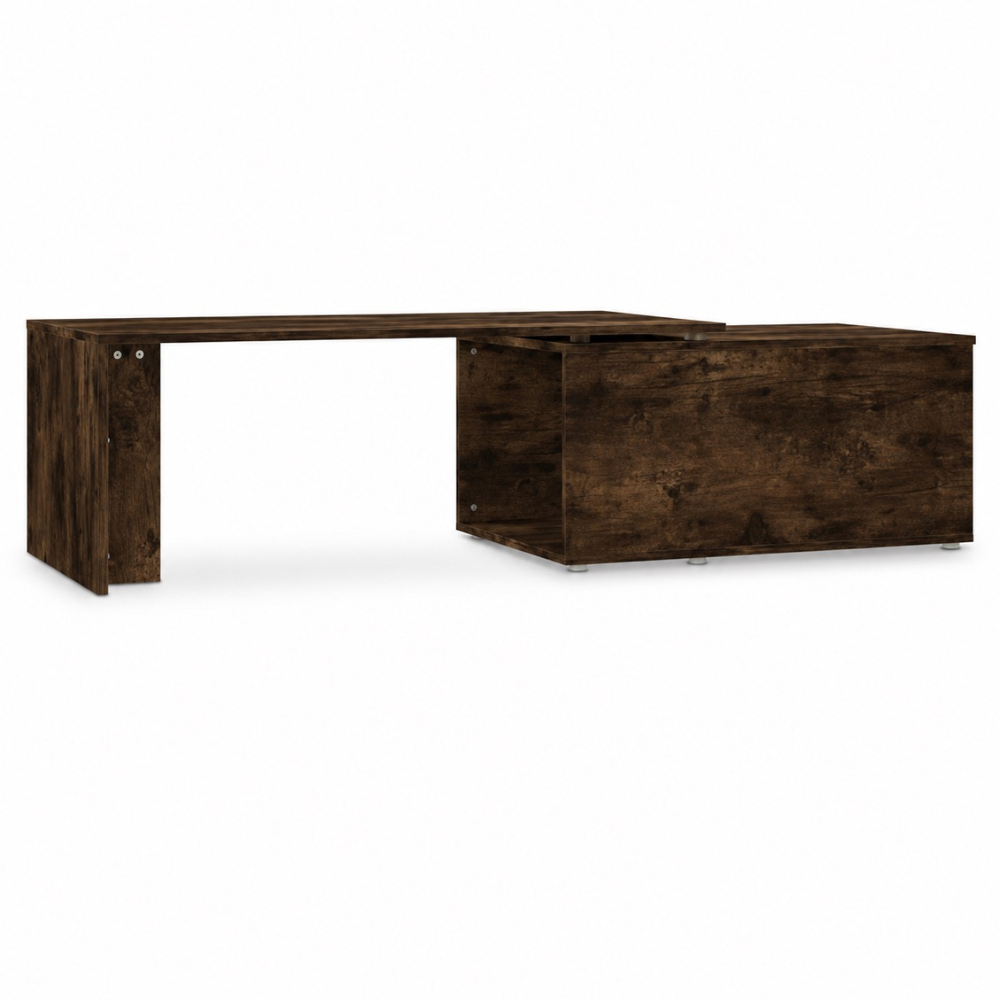 Table basse bois chêne fumé plateau pivotant