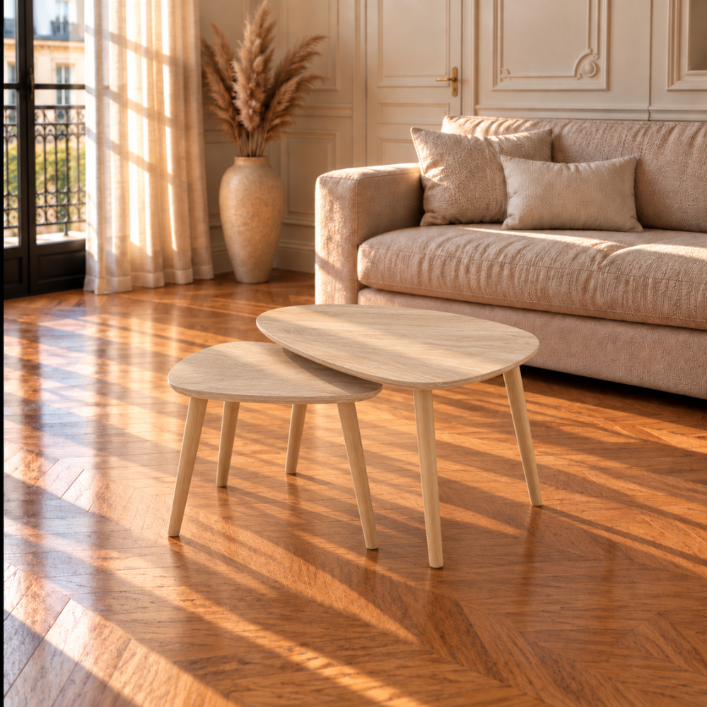 Table basse gigogne bois clair