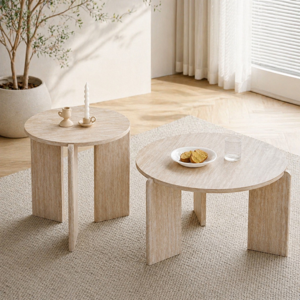 Petite Table de Salon Basse Ronde en Bois Noire, Lot de 2 Tables Basses Gigognes au Design Minimaliste Moderne, Table d'Appoint Meuble de Salle de Séjour Salon ( Color Petite Table de Salon Basse Ronde en Bois Noire, Lot de 2 Tables Basses Gigognes au Design Minimaliste Moderne, Table d'Appoint Meuble de Salle de Séjour Salon ( Color