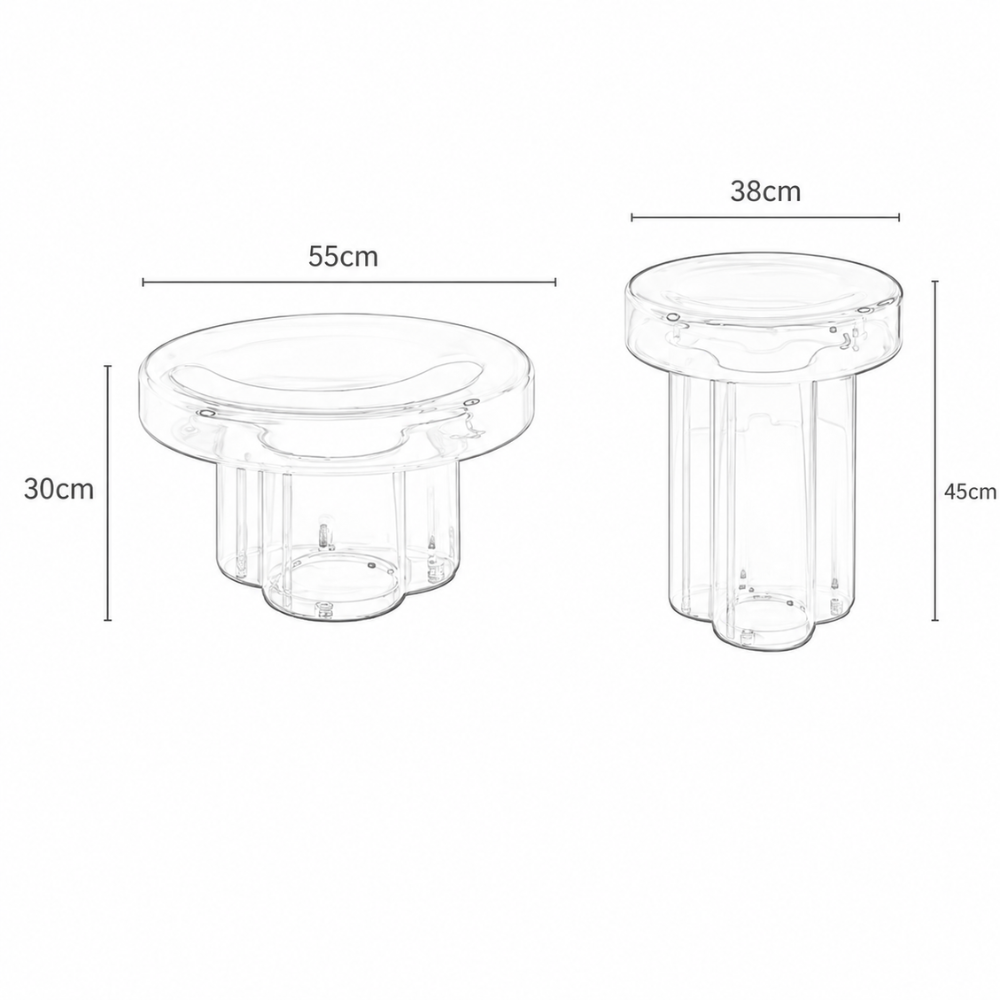 Table basse en verre ronde faite main — design nordique coloré