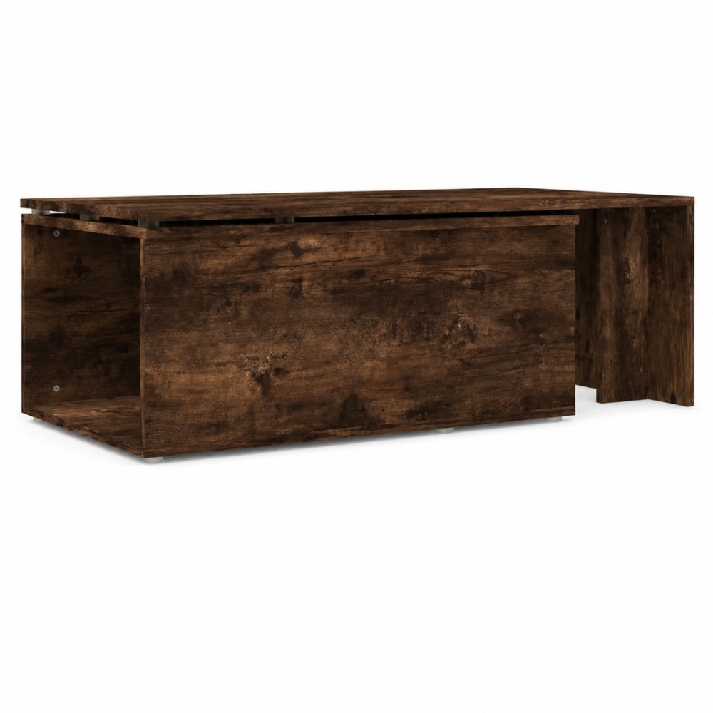 Table basse bois chêne fumé plateau pivotant