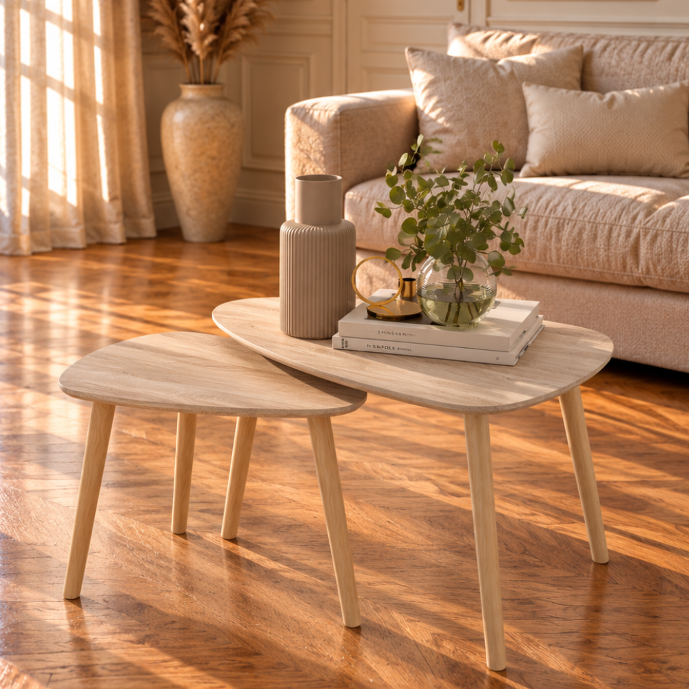 Table basse gigogne bois clair