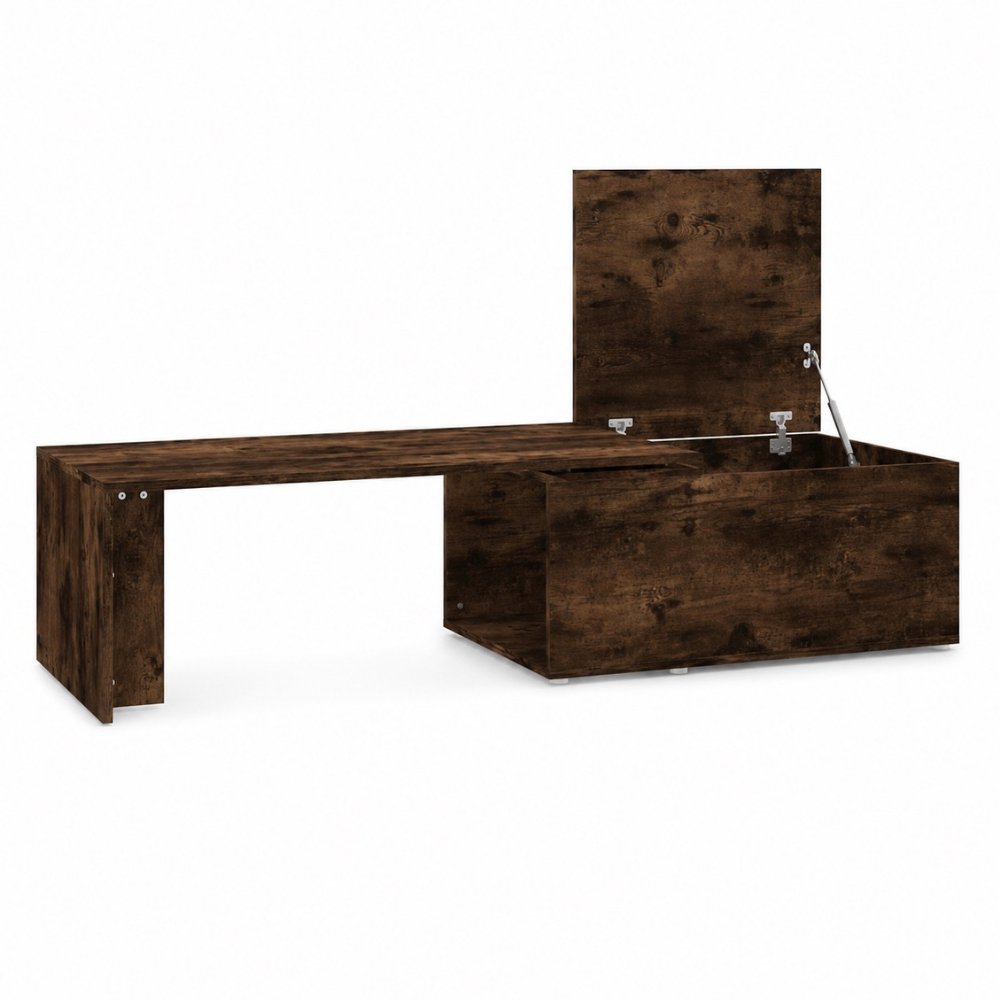 Table basse bois chêne fumé plateau pivotant