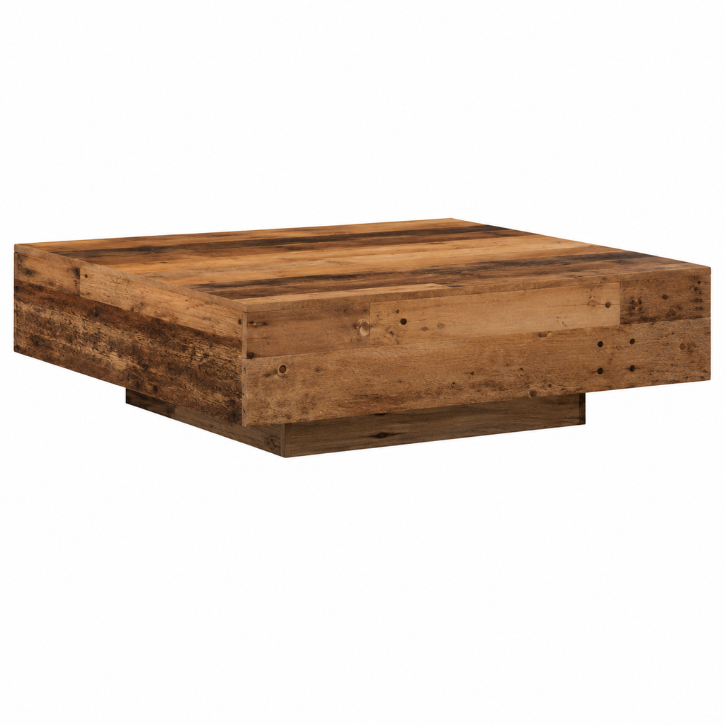 Table basse bois vieilli plateau flottant — 85x55cm
