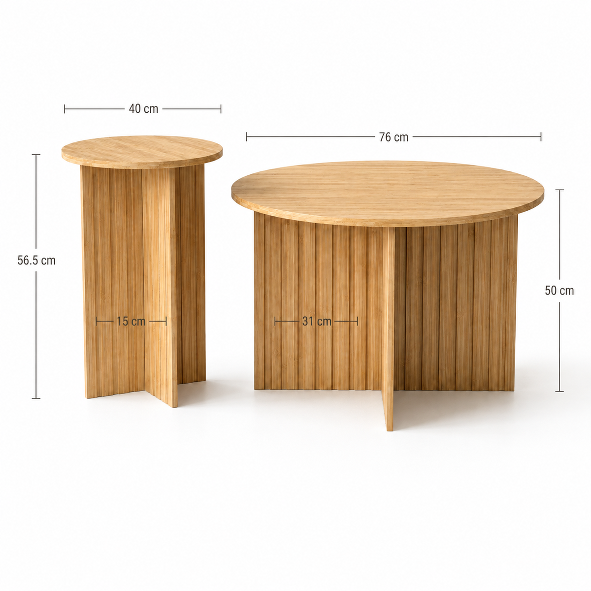 Dimensions de Table basse gigogne bois ronde