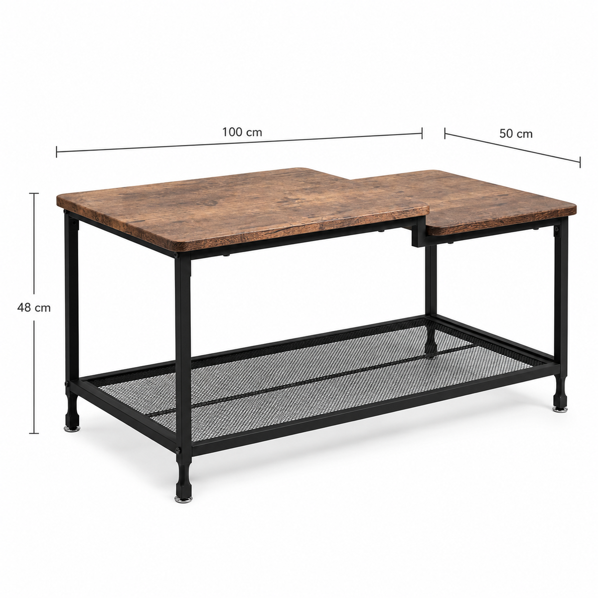 Dimensions de Table basse bois rectangulaire industrielle