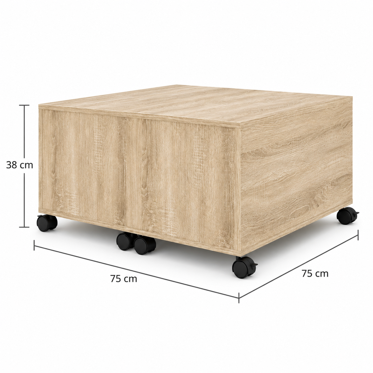 Dimensions de Table basse bois carrée chêne Sonoma