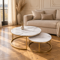 Table basse gigogne ronde effet marbre