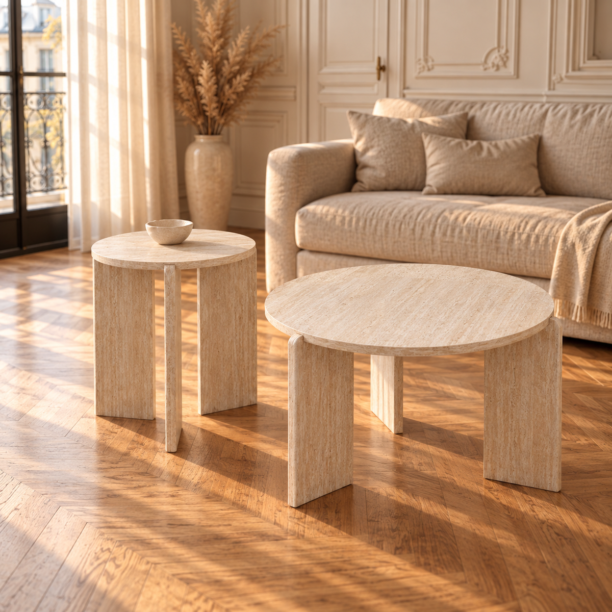 Table basse gigogne effet bois – style nordique