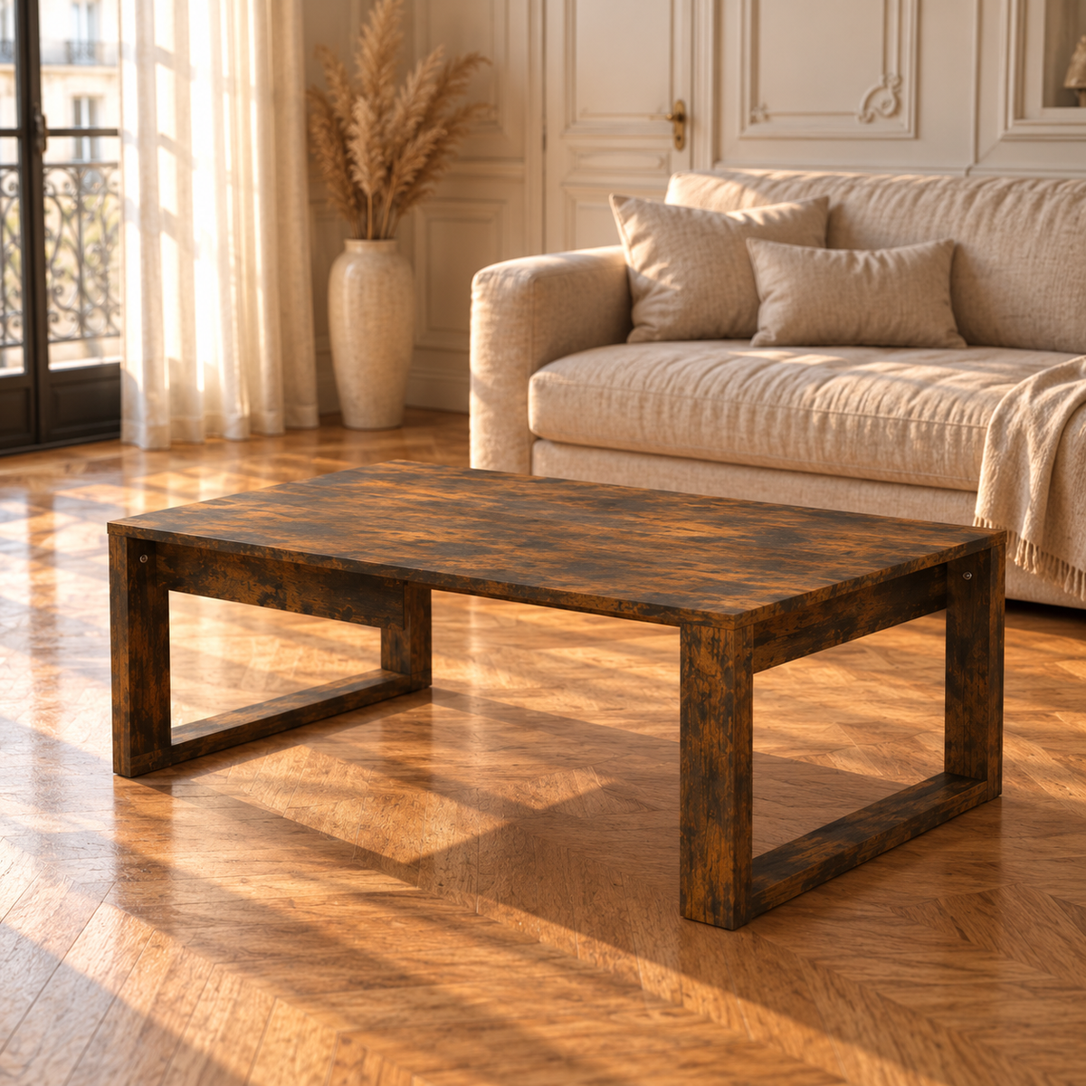 Table basse bois chêne fumé