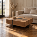 Table basse bois carrée - design géométrique