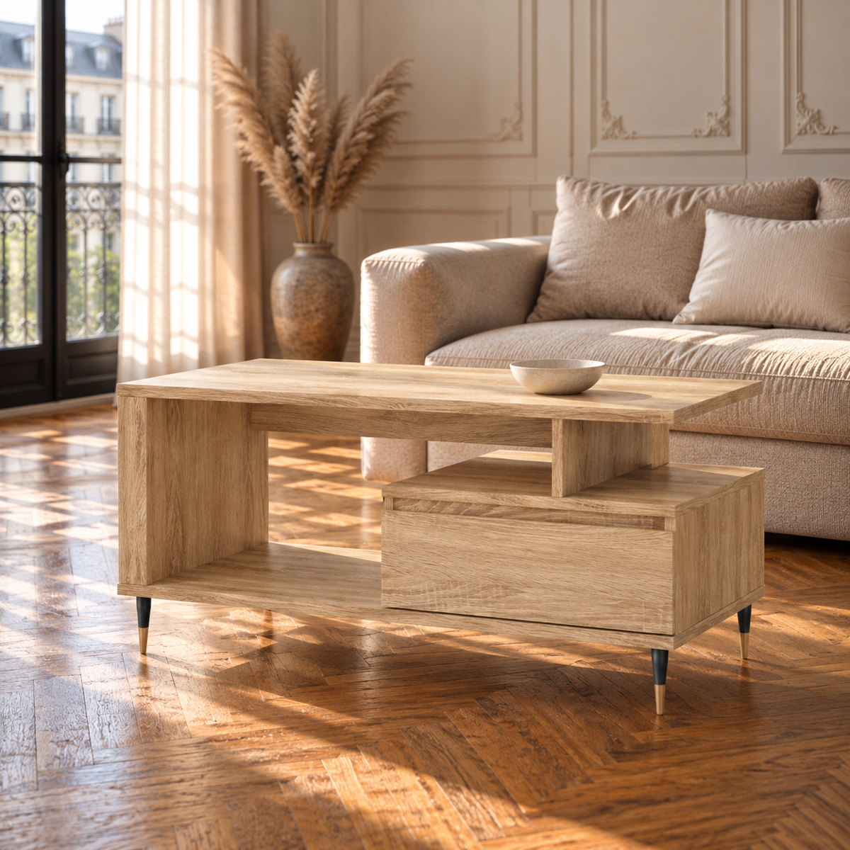 Table basse bois chêne Sonoma rectangulaire