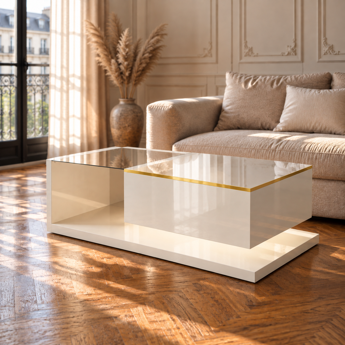 Table basse en verre design LED