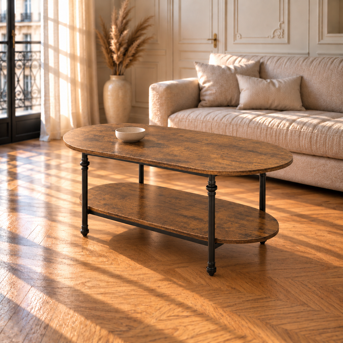 Table basse bois ovale