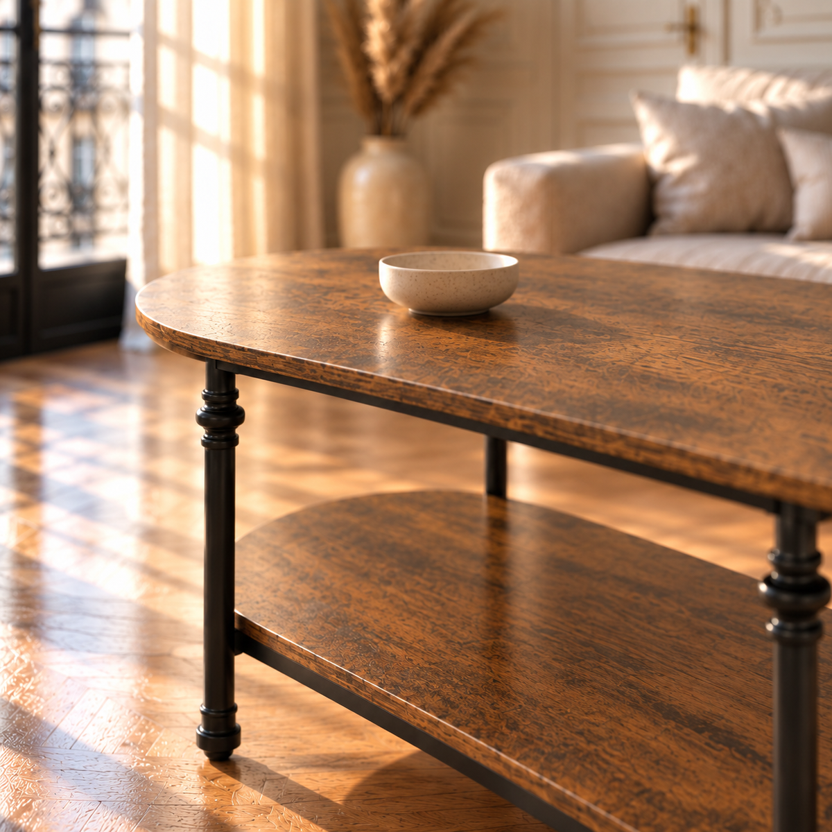 Table basse bois ovale