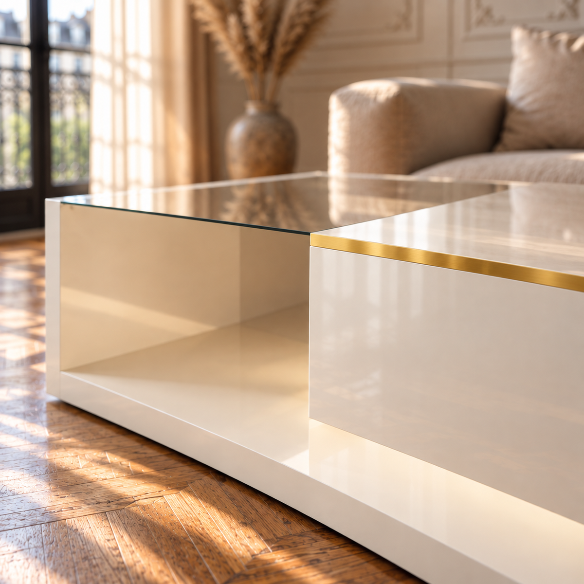 Table basse en verre design LED