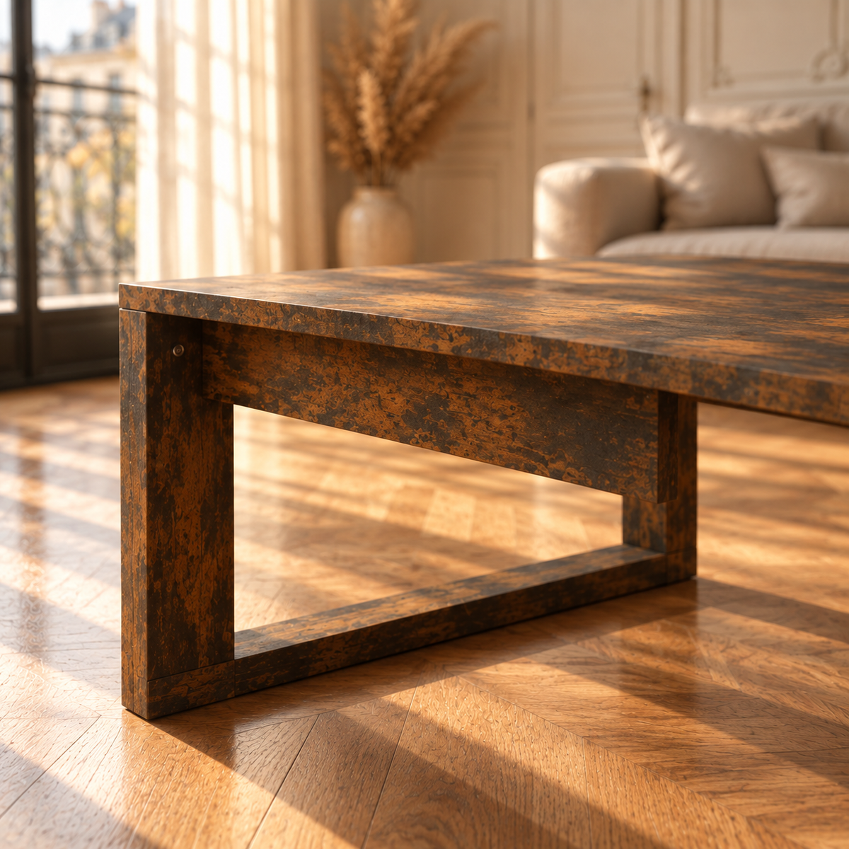 Table basse bois chêne fumé