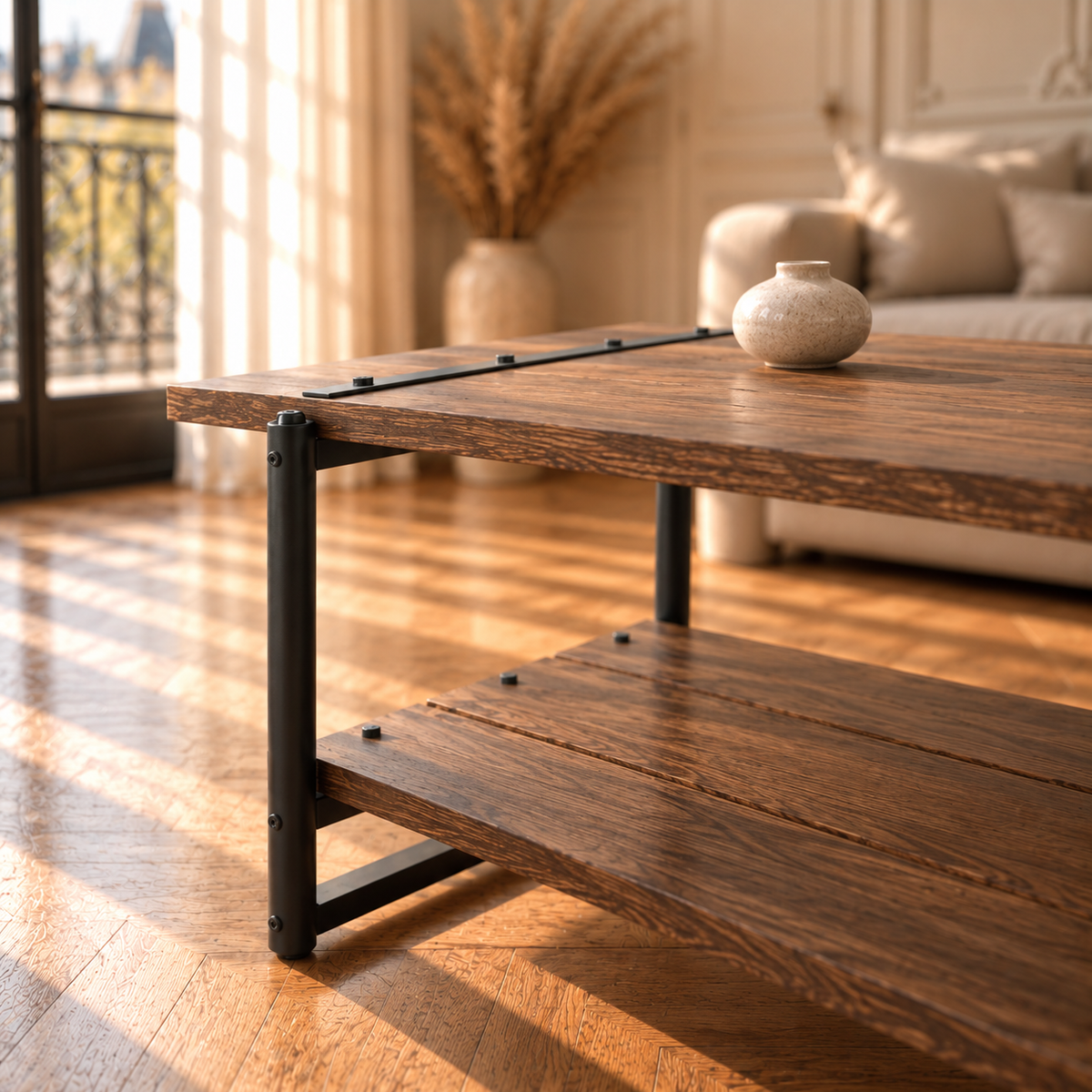 Table basse bois style ferme