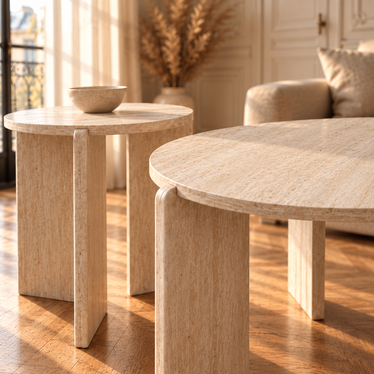 Table basse gigogne effet bois – style nordique