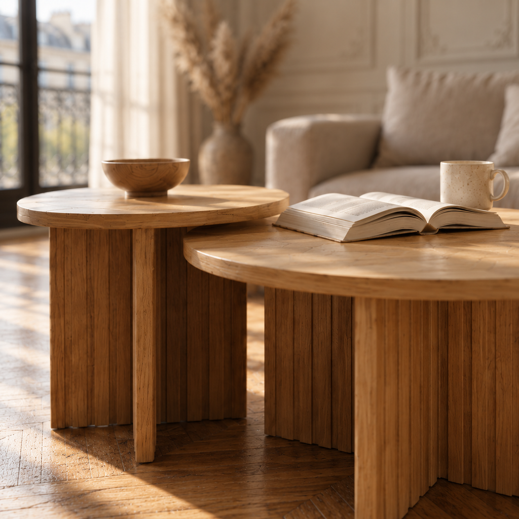 Table basse gigogne bois ronde
