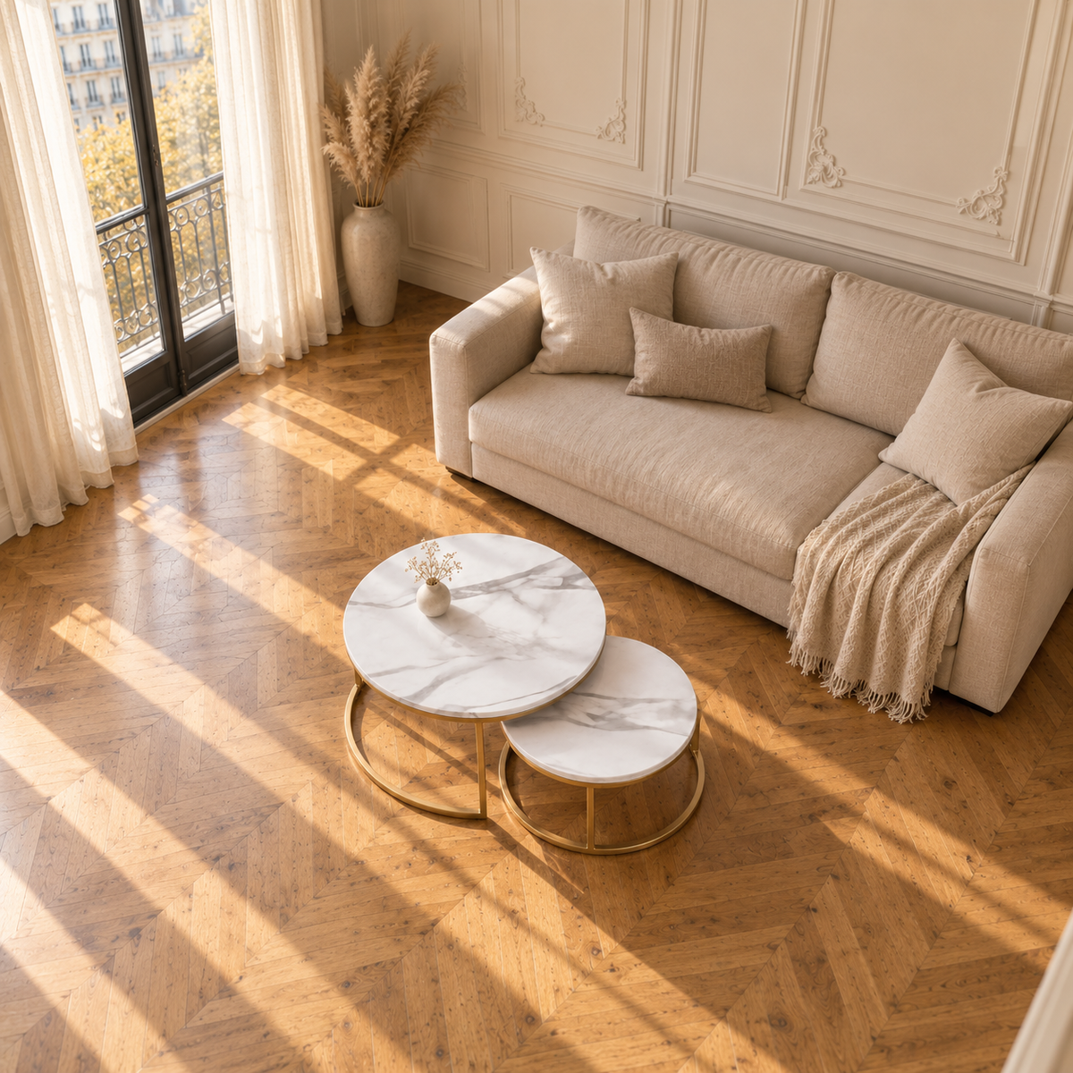 Table basse gigogne ronde effet marbre