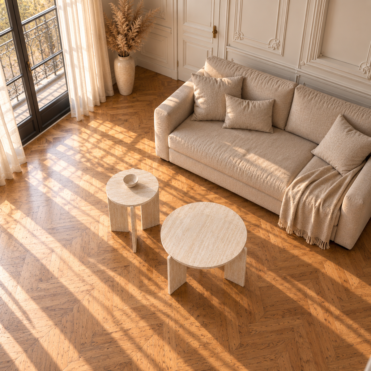Table basse gigogne effet bois – style nordique