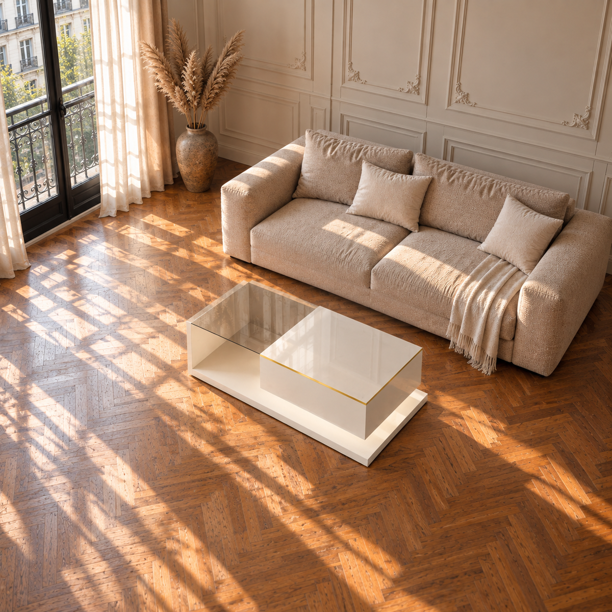 Table basse en verre design LED