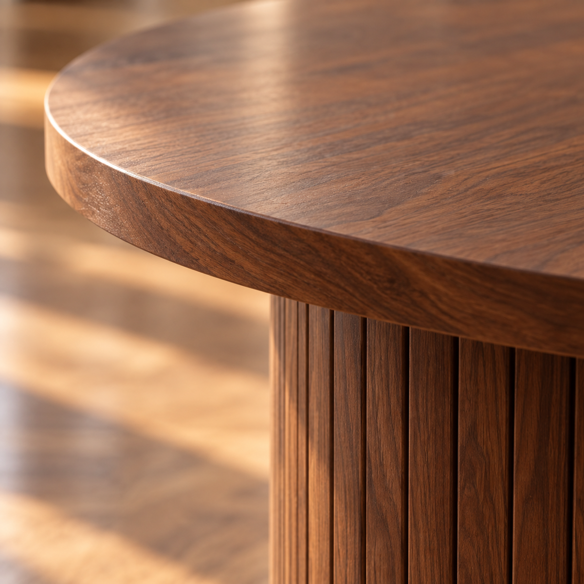 Tables basses gigognes rondes effet bois, colonne rainurée