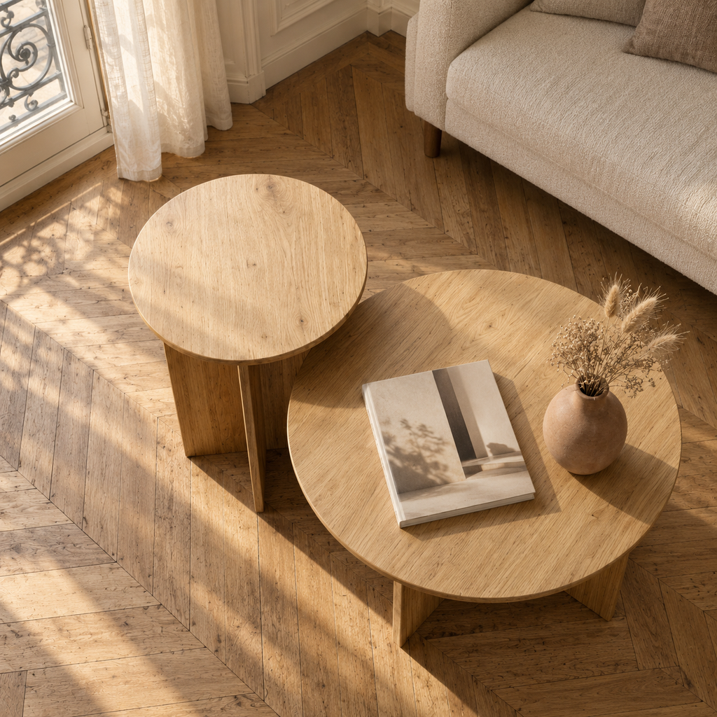 Table basse gigogne bois ronde