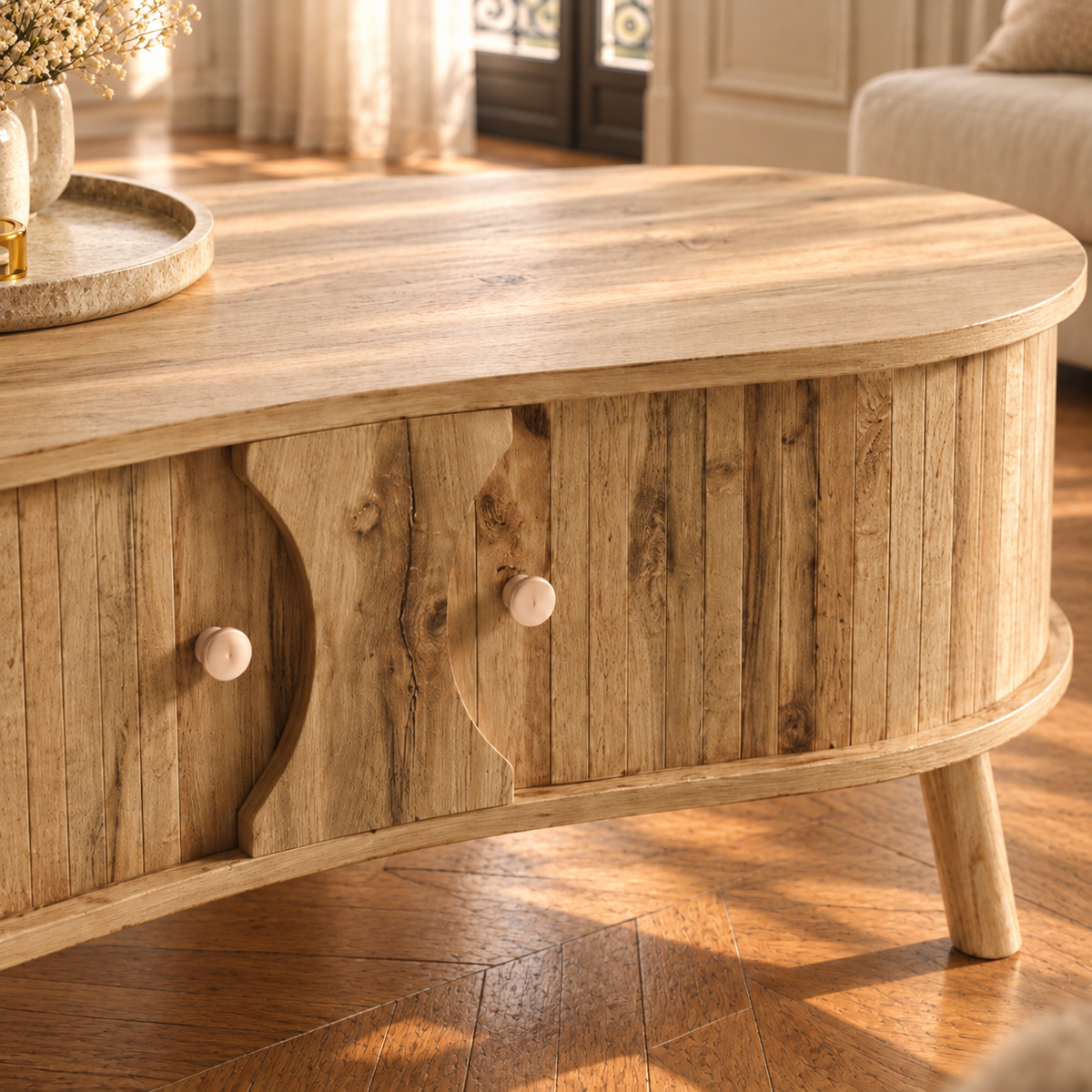 Table basse bois forme organique