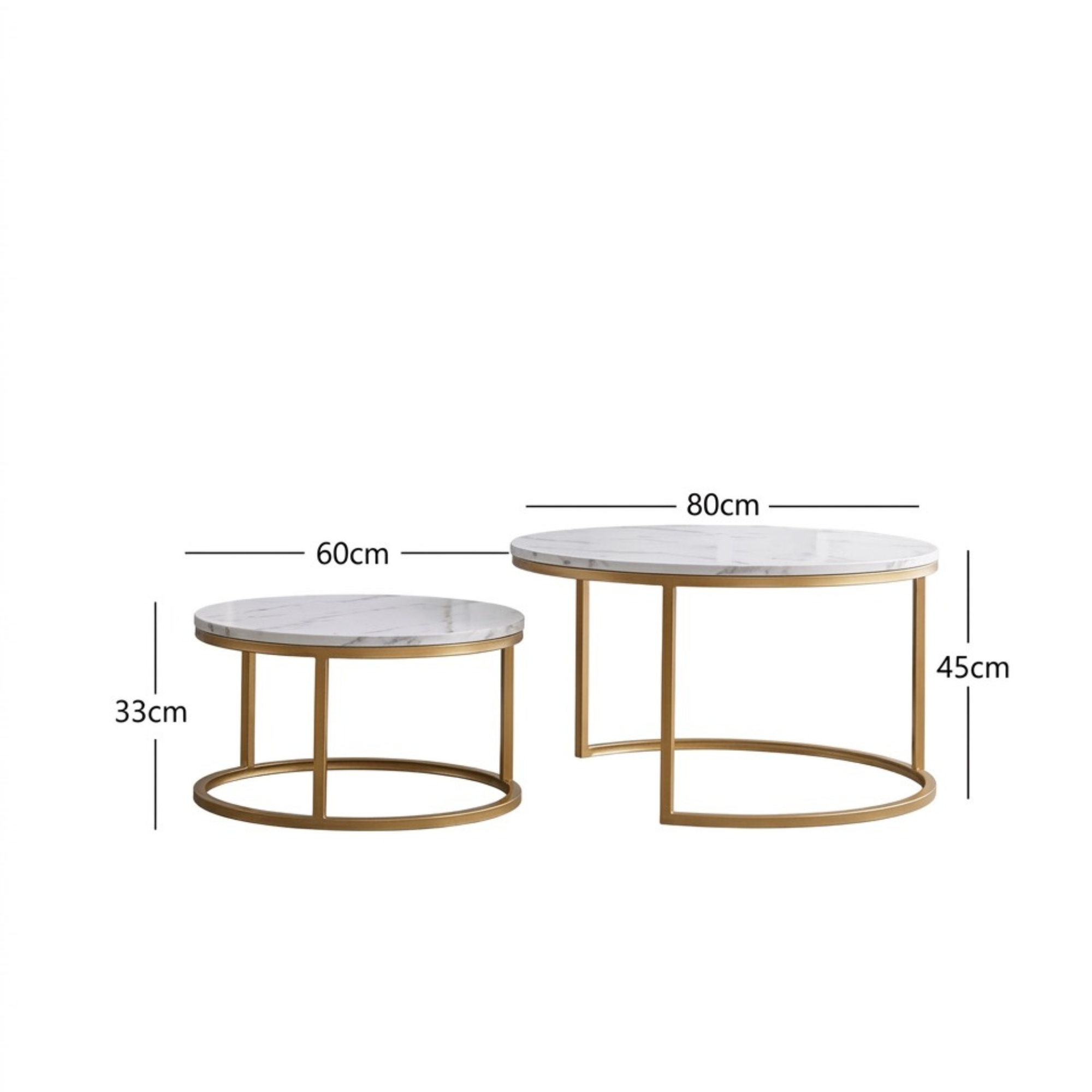 Table basse gigogne ronde effet marbre – Design moderne