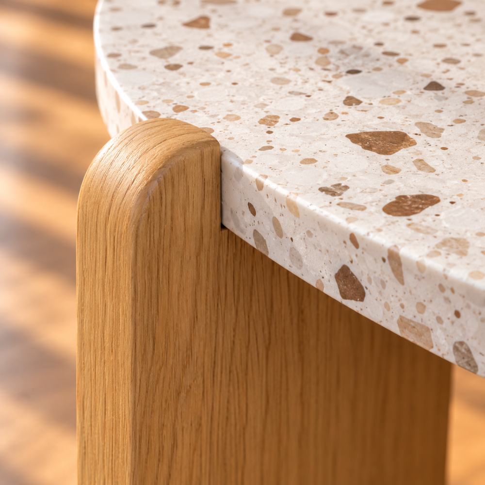 Table basse gigogne ronde effet terrazzo