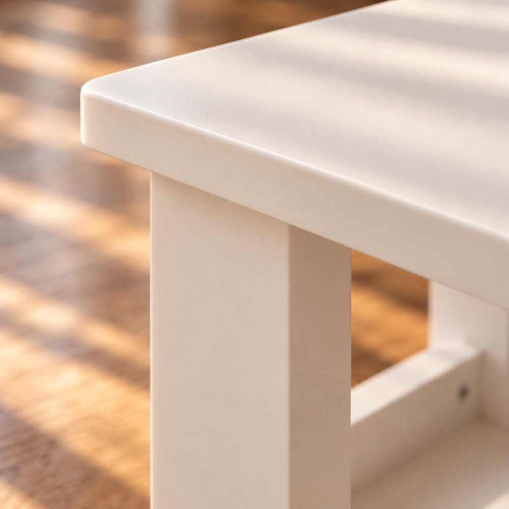 Table basse bois blanche finition grain de bois