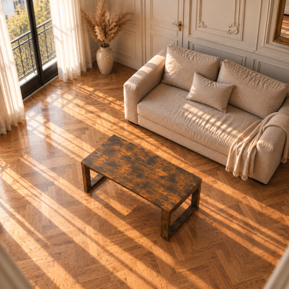Table basse bois chêne fumé