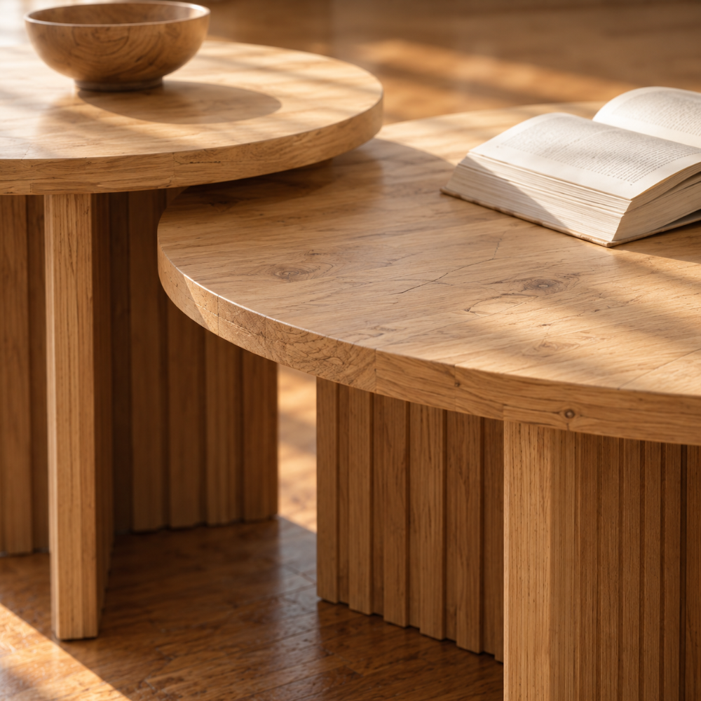 Table basse gigogne bois ronde