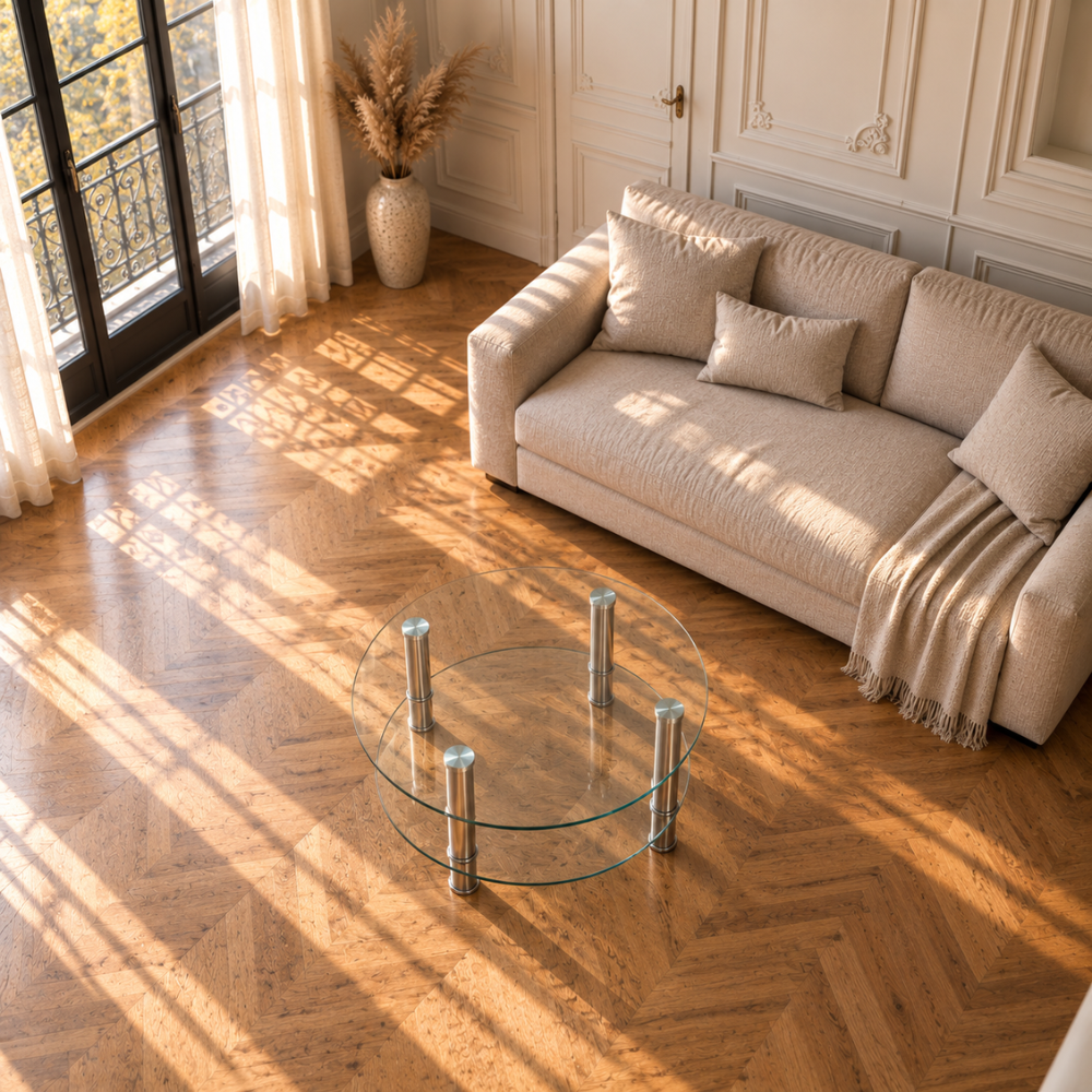 Table basse en verre ronde