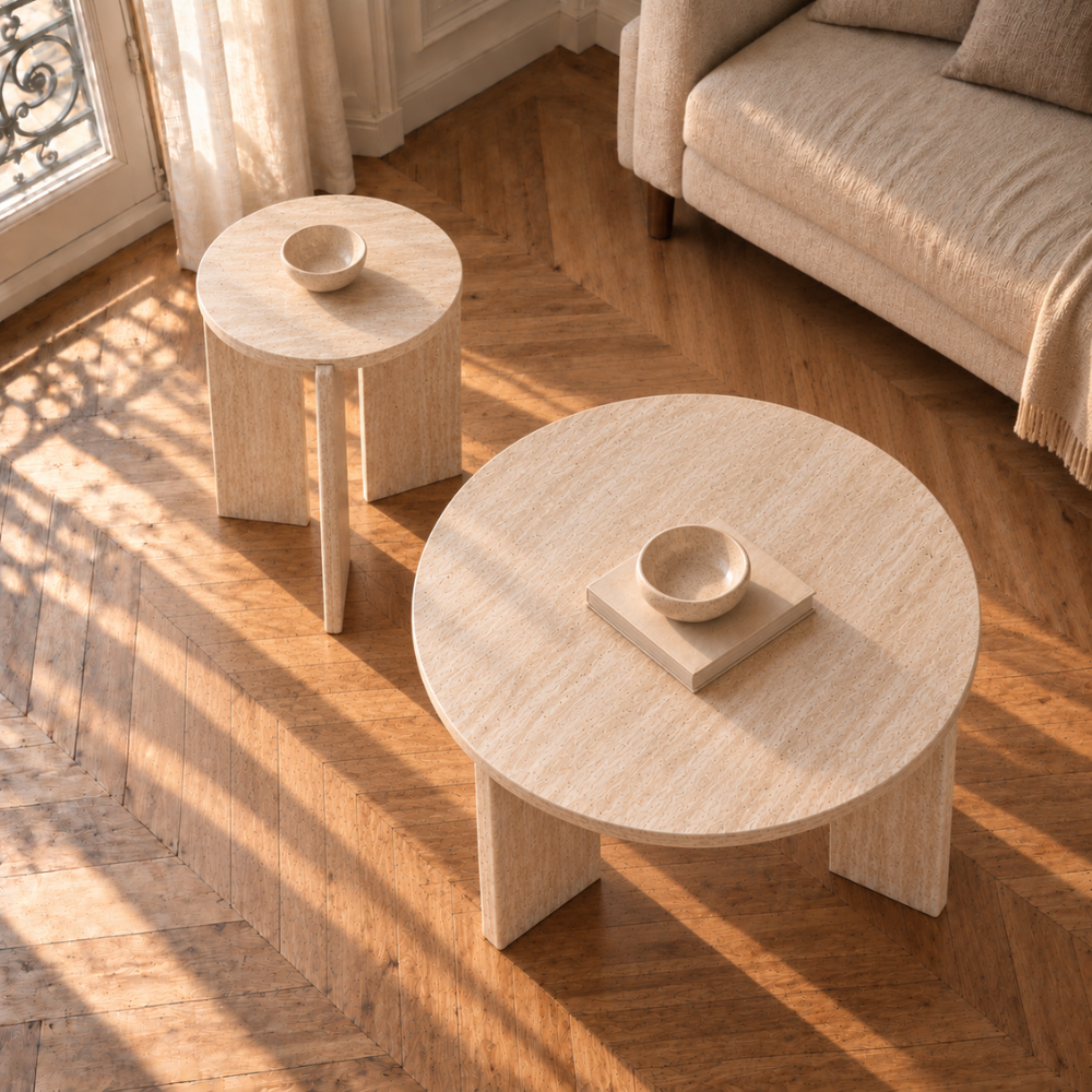 Table basse gigogne effet bois – style nordique
