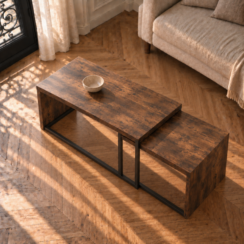 Table basse gigogne rectangulaire effet bois