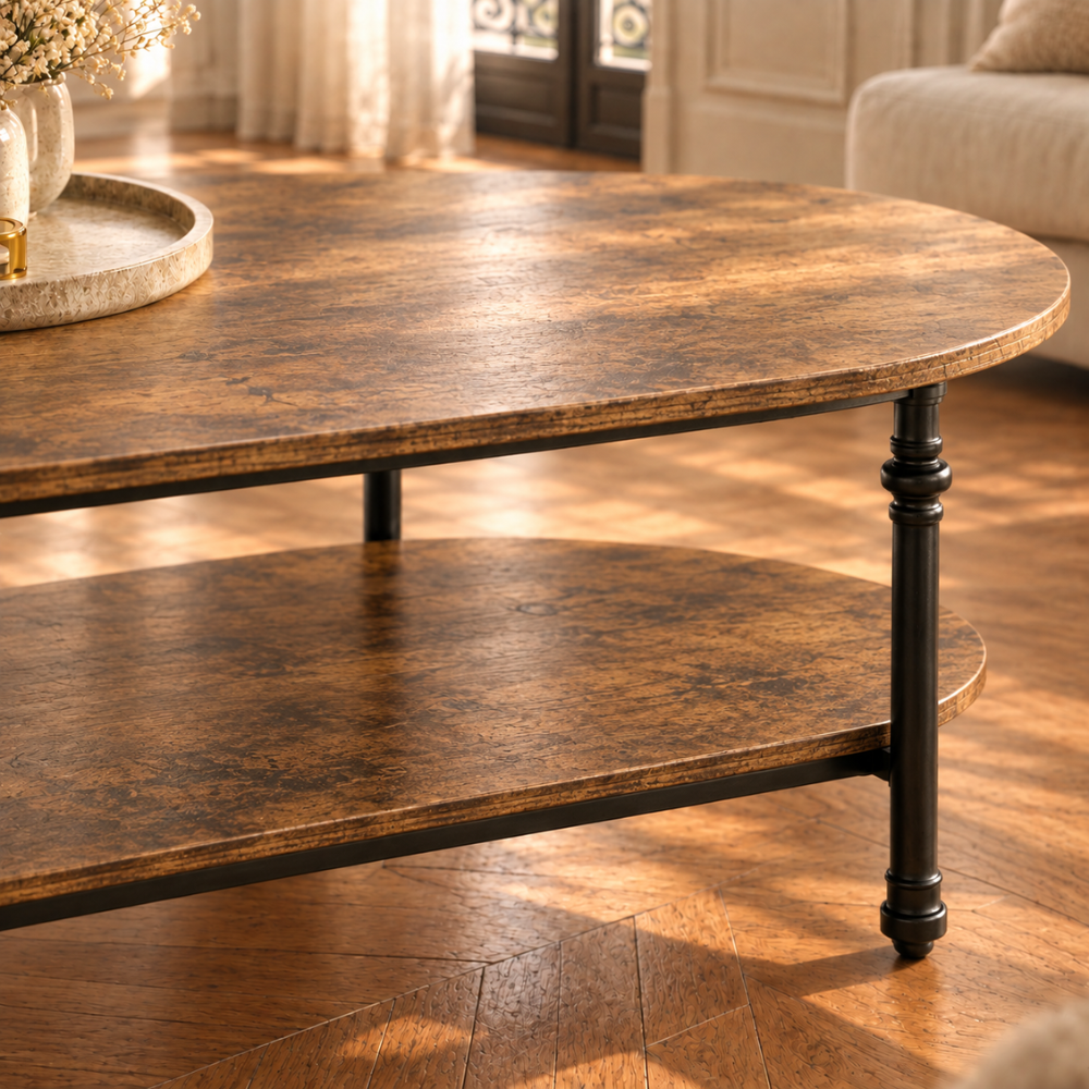 Table basse bois ovale