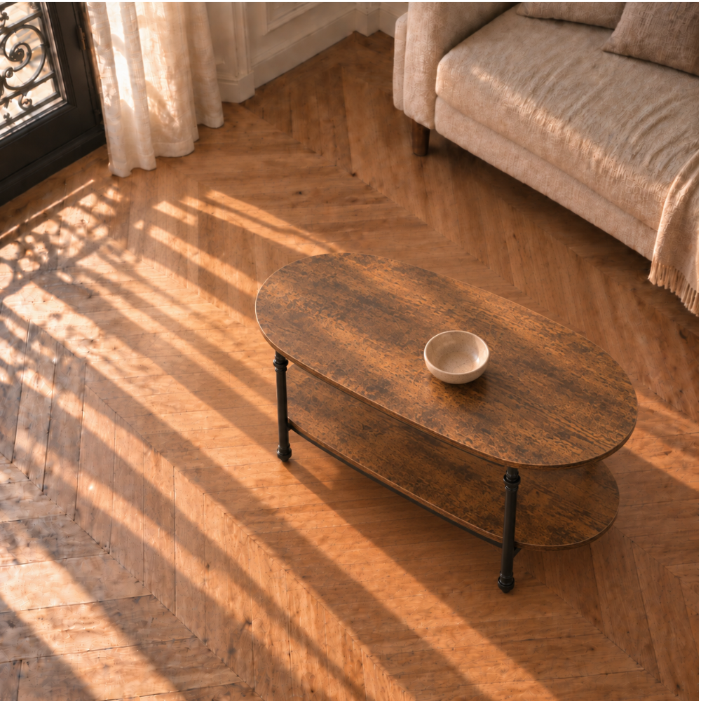 Table basse bois ovale