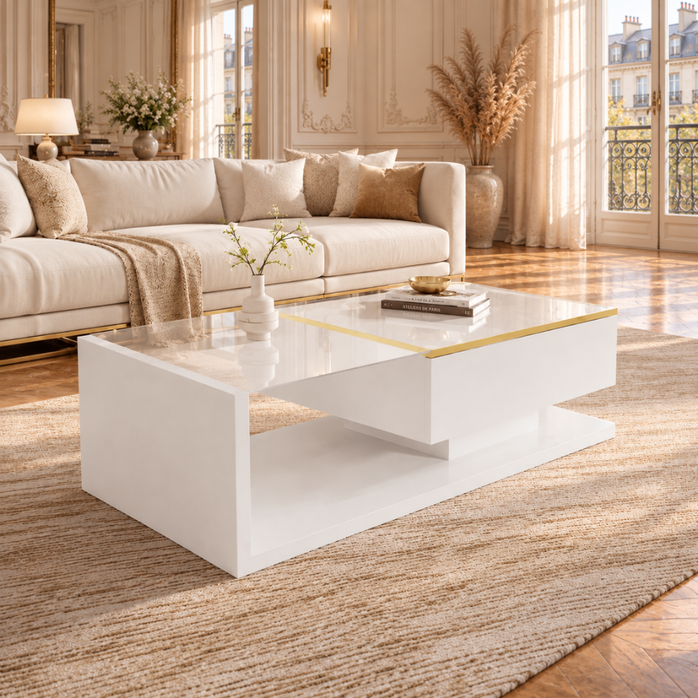 Table basse en verre design LED