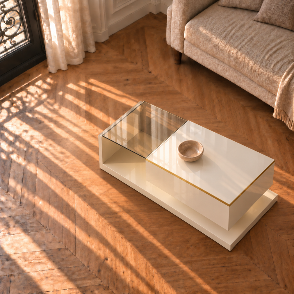 Table basse en verre design LED