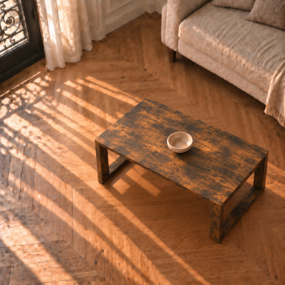 Table basse bois chêne fumé