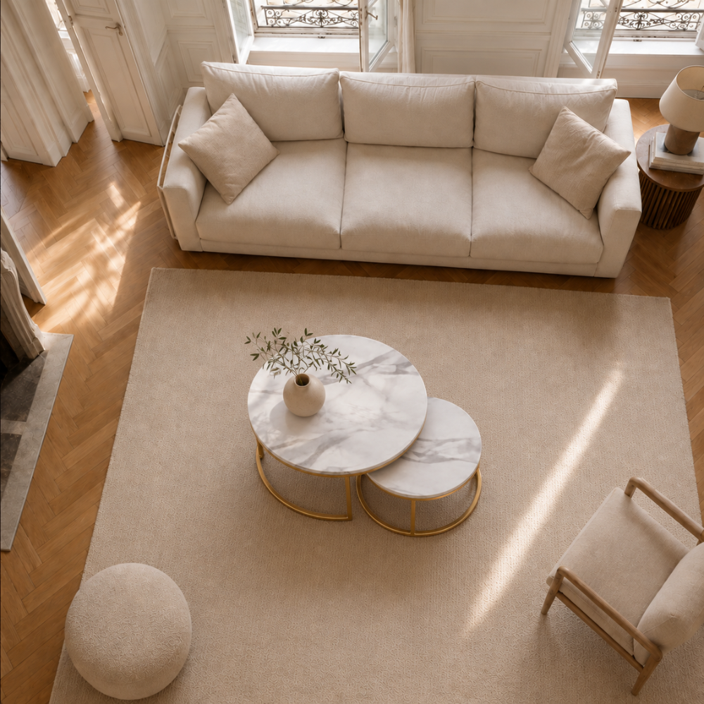 Table basse gigogne ronde effet marbre