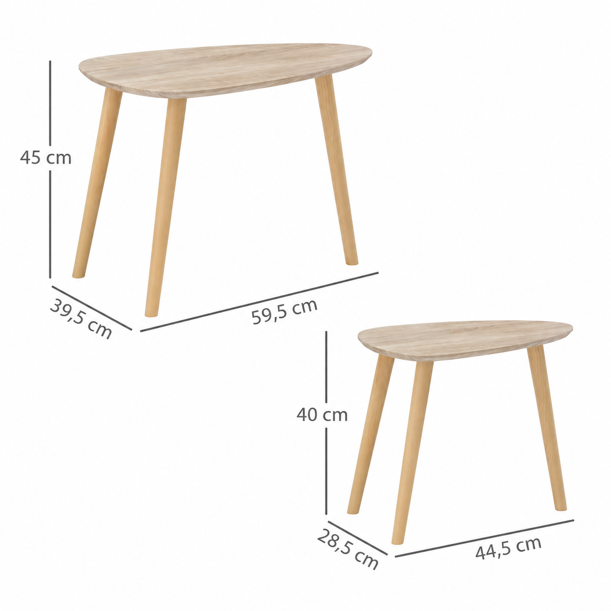 Dimensions de Table basse gigogne bois clair