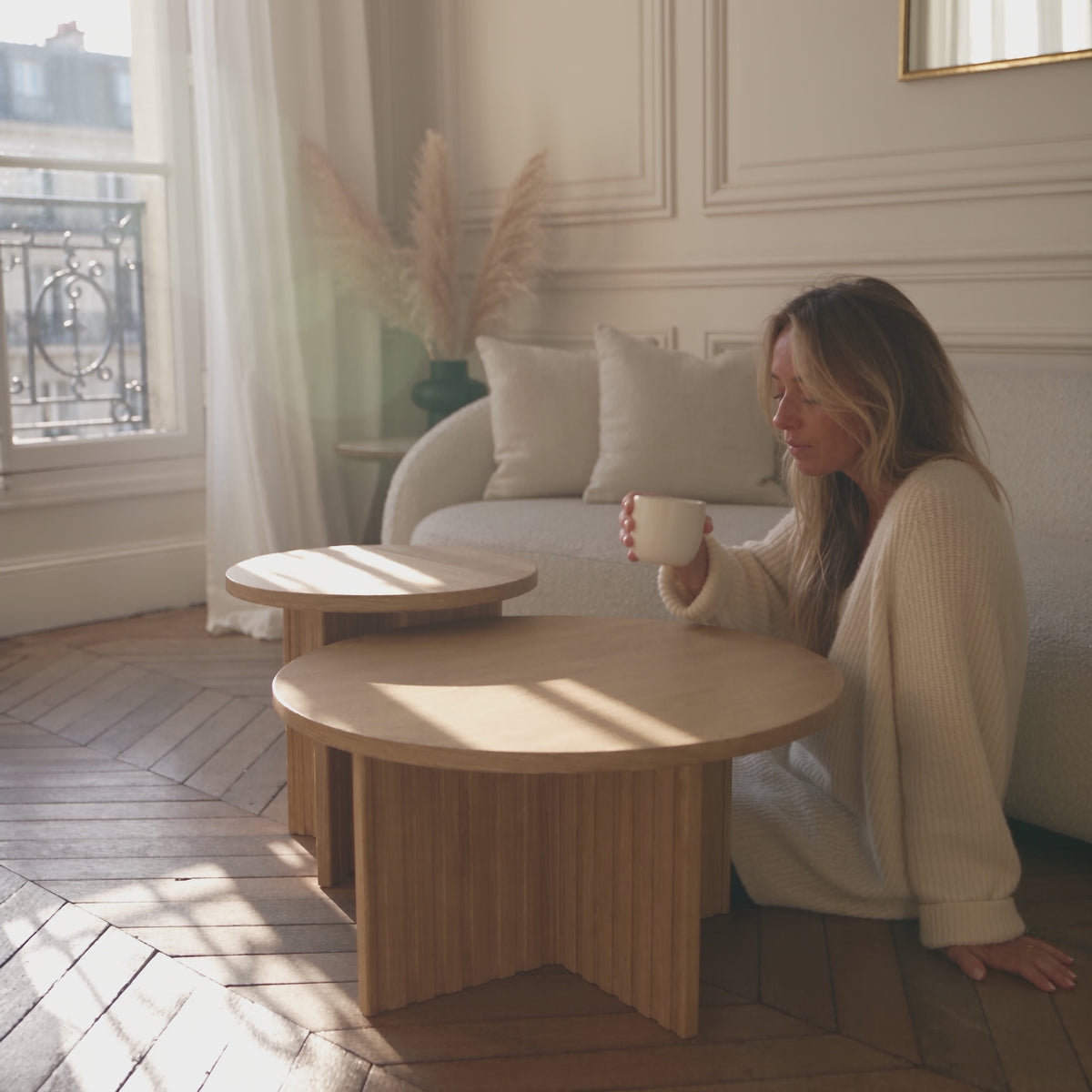 Table basse gigogne bois ronde